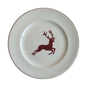 Bordeaux Wine Red Deer Gourmet Breakfast Plate 8 5/8” Gmundner Keramik Rare NWT